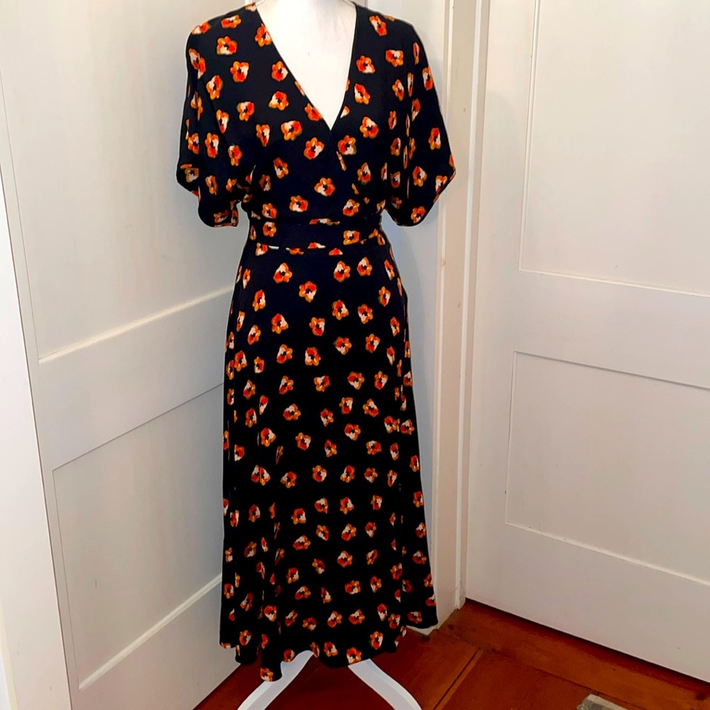 Dvf Silk Floral Wrap Midi Dress - image 7